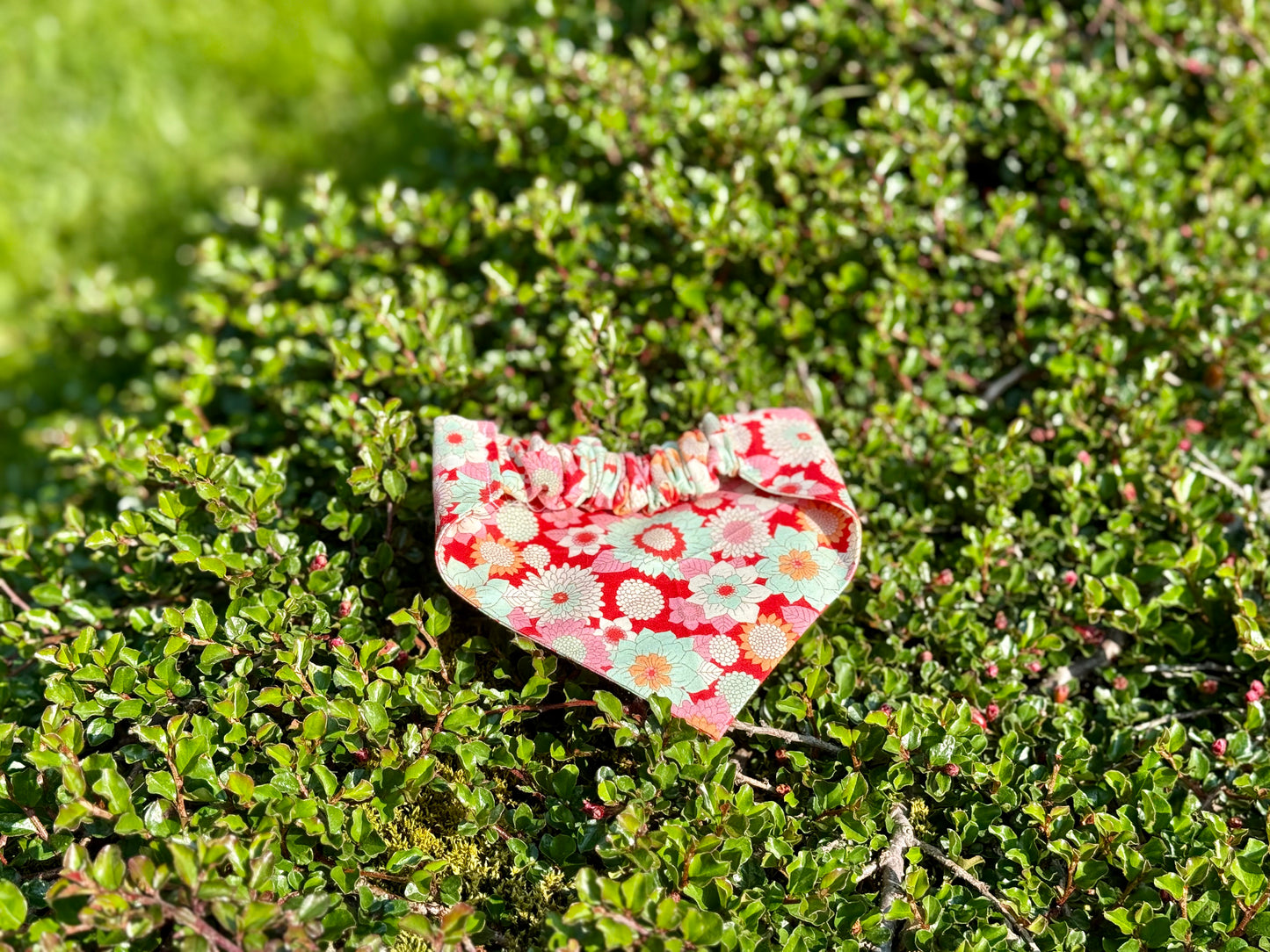 Rautt blóma bandana